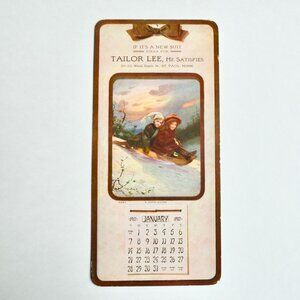 1912 Advertising Calendar January Tailor Lee St Paul Minnesota Winter Scene